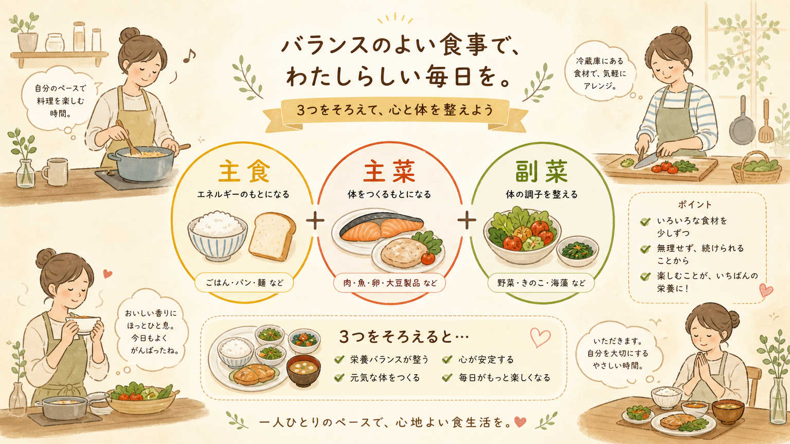 健康的な自炊生活とは？一人暮らしでも無理なく続けられる食生活の基本
